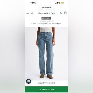 Abercrombie & Fitch Light Blue curve love high rise 90’s relaxed Jeans